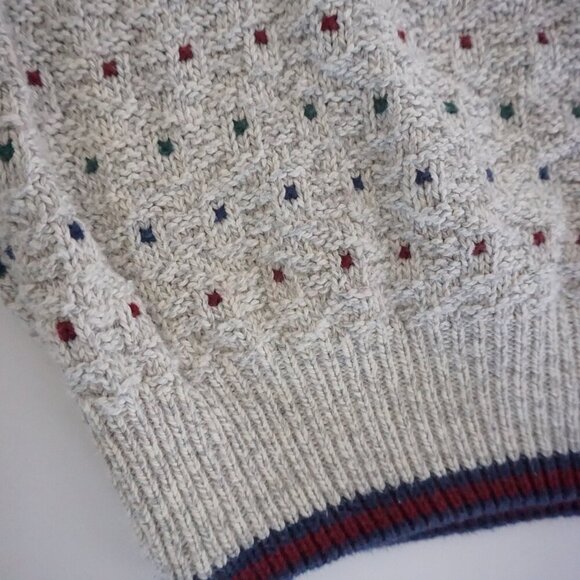 Vintage '90s St John's Bay Gray Maroon 3D Biggie Cosby Knit Crewneck Sweater L - Picture 5 of 9